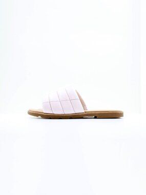 Sorel Ella III Pink Quilted Leather Lightweight Flat Slide Sandals - 8